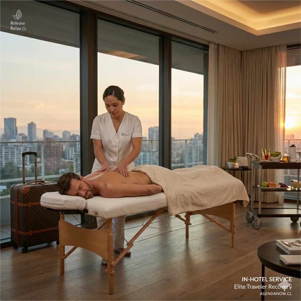 Massage after flying recovery session with Sofia in Santiago hotel suite