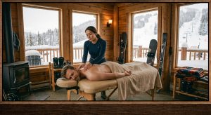 helps massage snowboarder